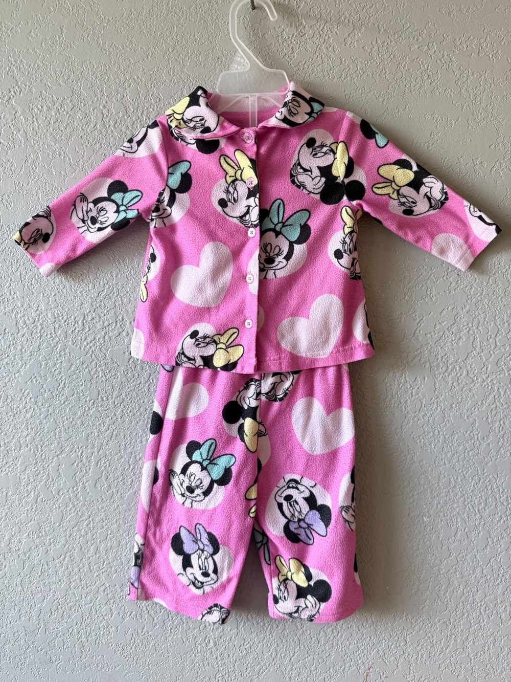 Disney Pink Minnie Mouse Heart Pajama Set with Pastel Bows